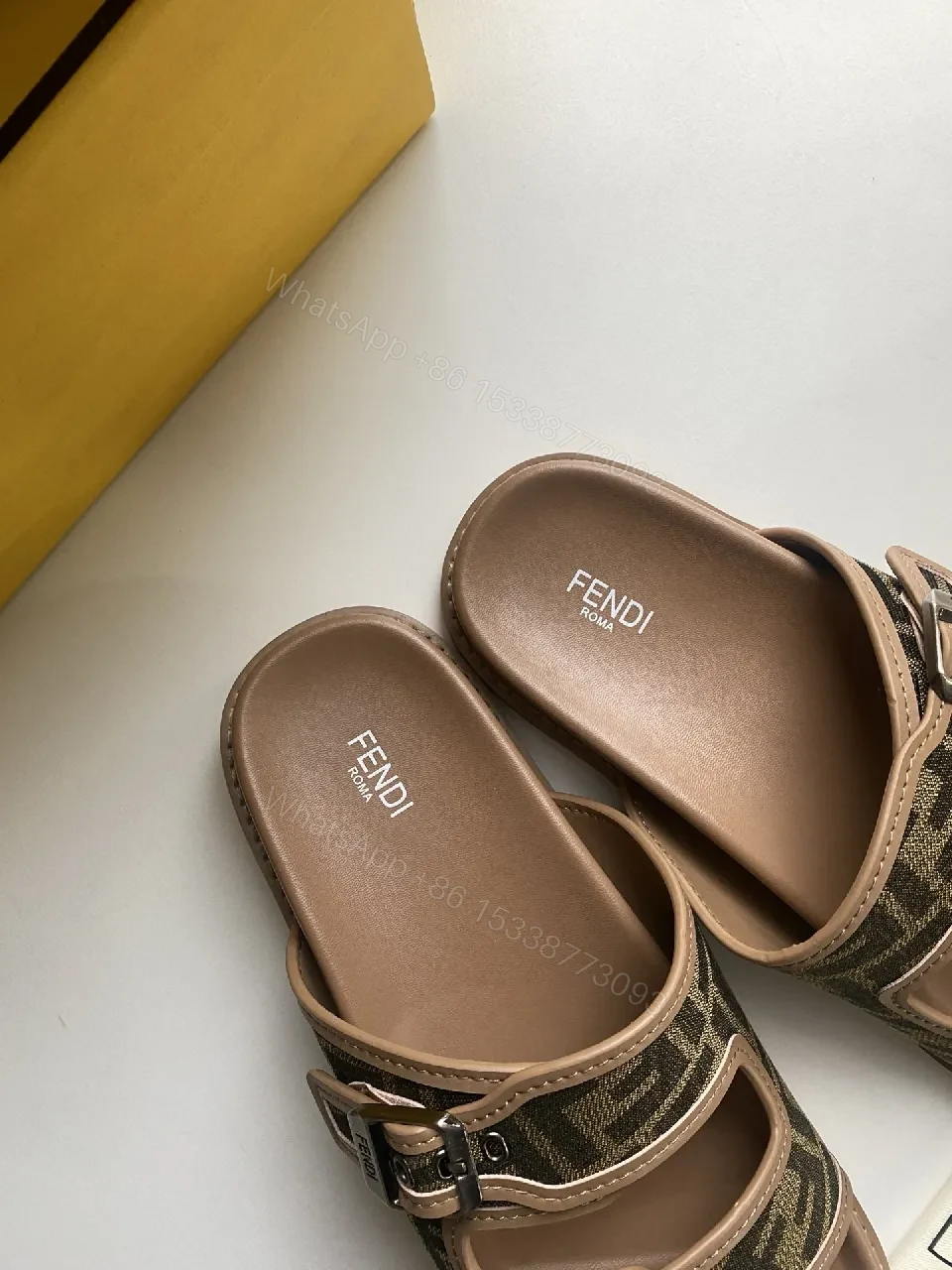 View 2 of Brown Leather Monogram Sandals - Luxe Street-Ready Comfort