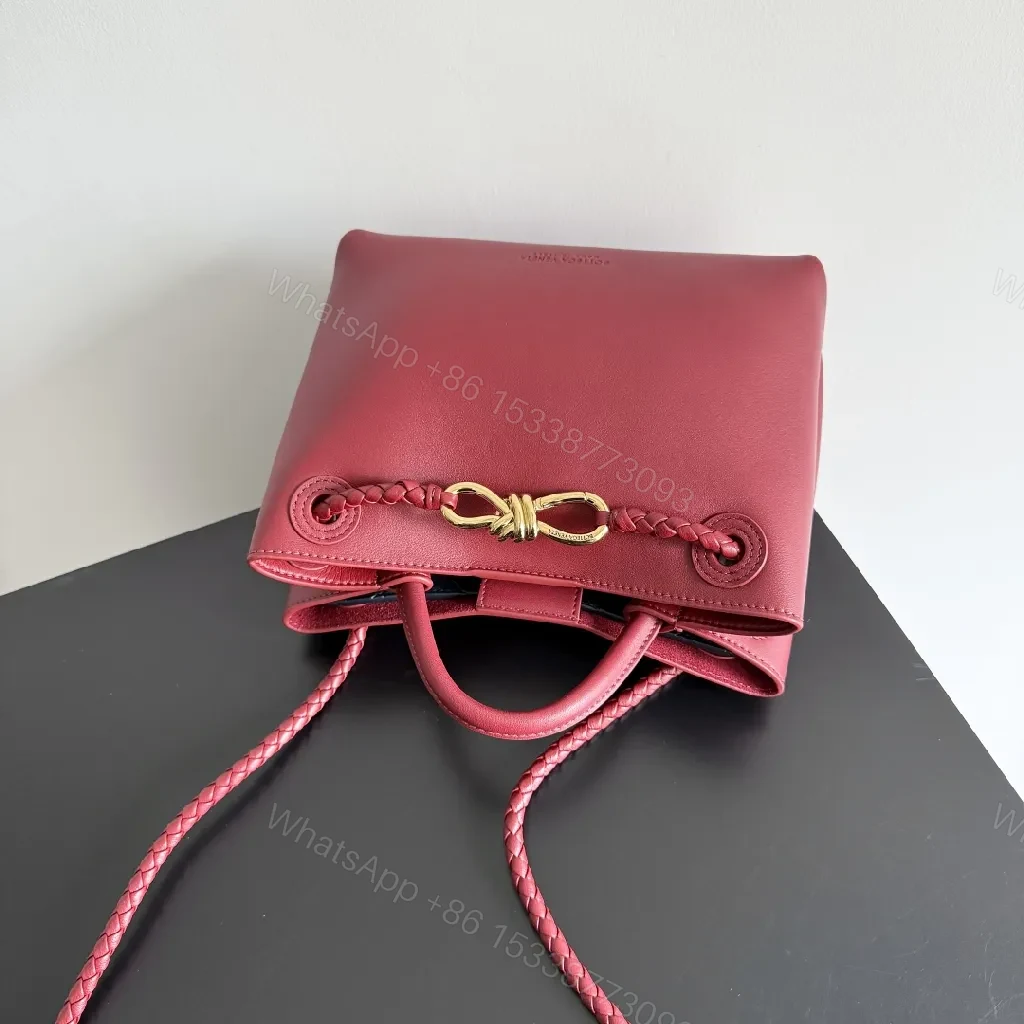 View 9 of Red Leather Crossbody Bag: Minimalist Hardware Charm