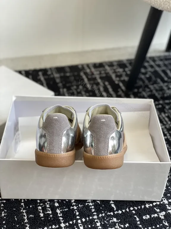 View 5 of Silver Grey Suede Sneakers with Brown Strap – Margiela-inspired, Metallic Accent