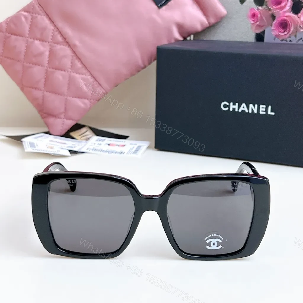 View 6 of Oversized Square Sunglasses with Gold Logo Emblems
