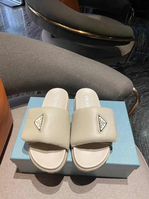 View 3 of Beige Leather Slide: Designer-Inspired Comfort Footwear