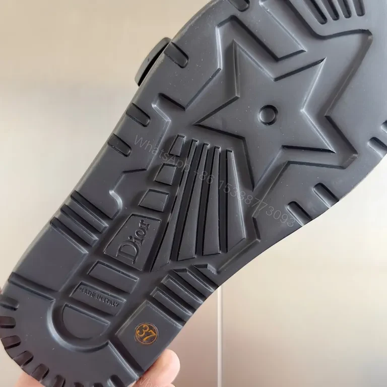 View 4 of Black Imitation Dior Slide - Quilted Straps, Comfortable Key Feature Slides