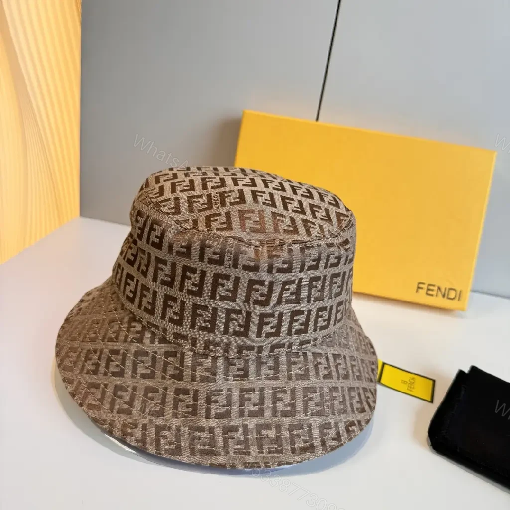 View 2 of Beige/Brown Quilted FF Pattern Bucket Hat with Brim