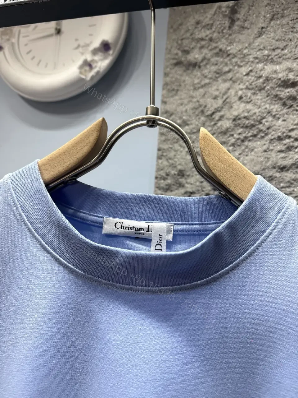 View 7 of Soft Powder-Blue Couture Tee, Relaxed Fit, Premium Comfort
