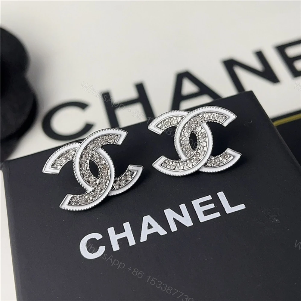View 2 of CHANEL STUD EARRINGS SILVER WHITE AND CRYSTAL ABE867 B19263 NADDV