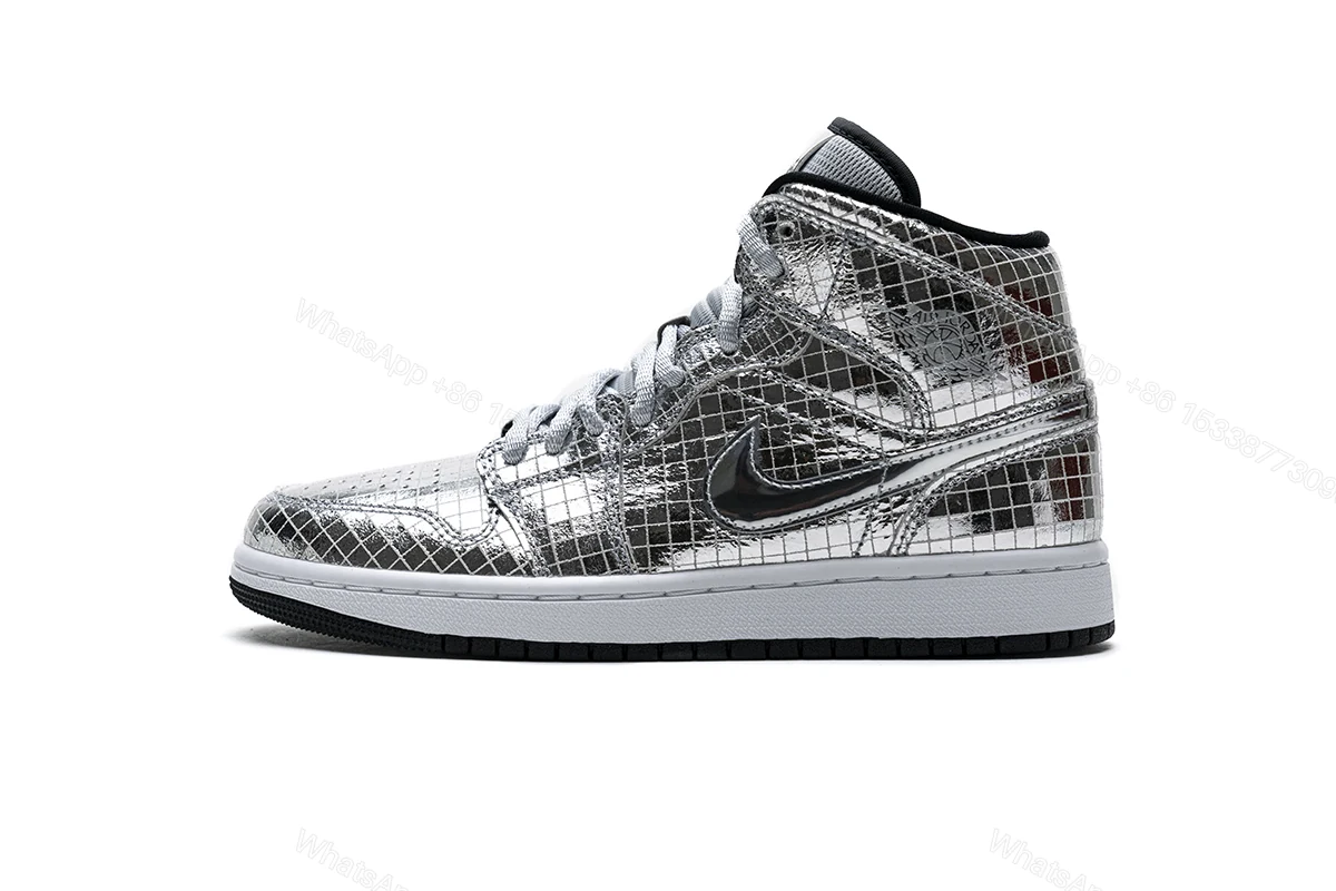 View 11 of Air Jordan 1 Mid SE Disco Metallic Silver (W) CU9304-001