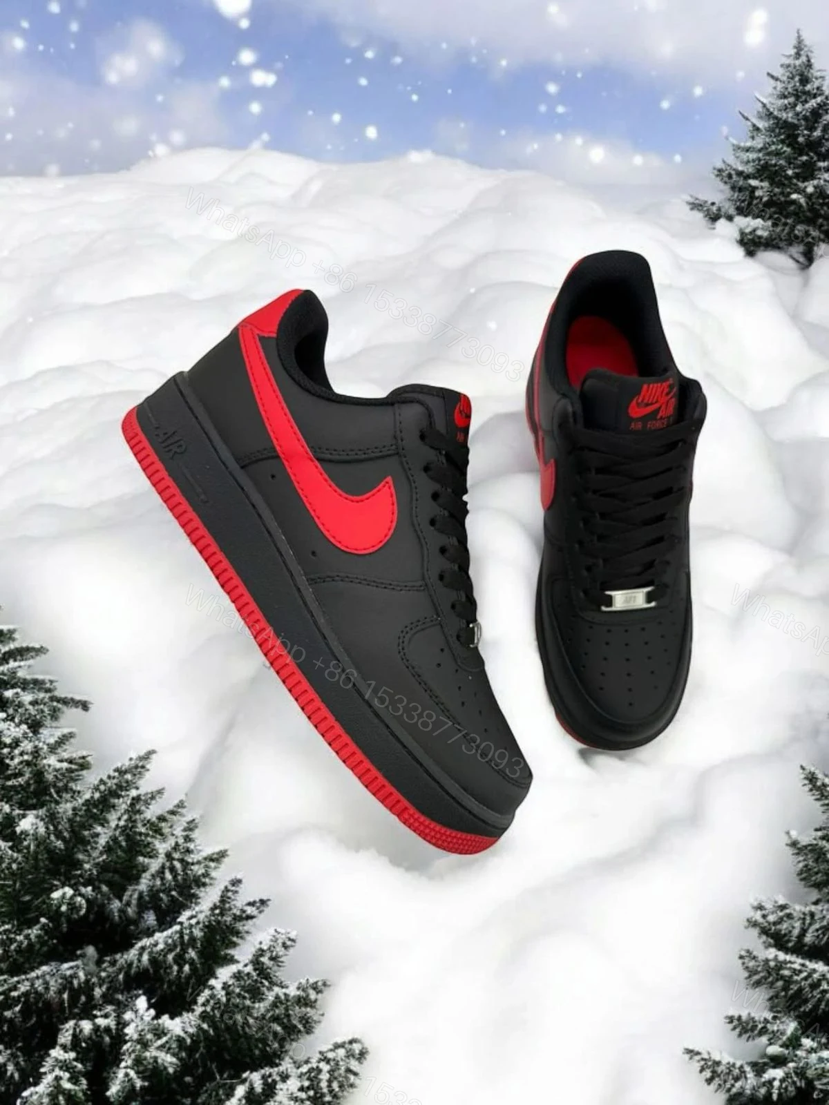 View 3 of First Copy Nike Air Force 1 “BlackRed”