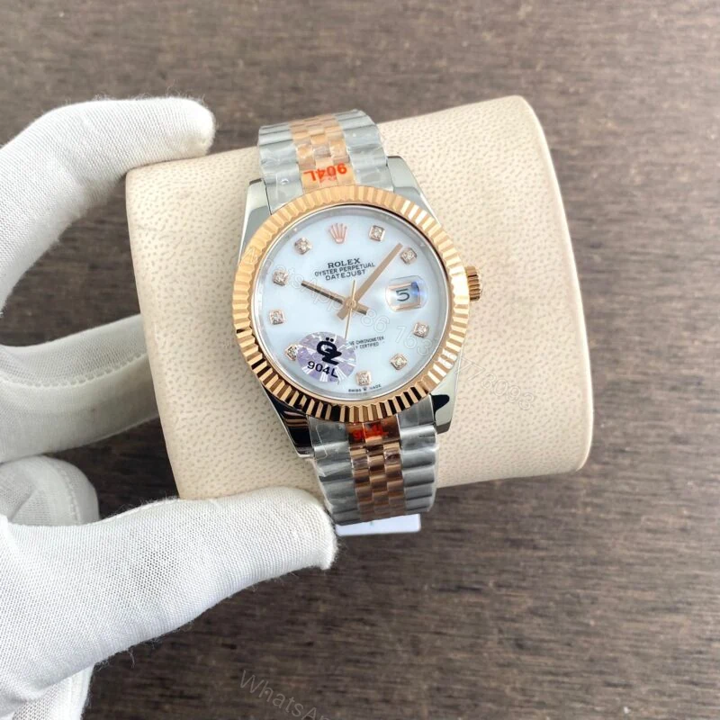 View 2 of Rolex Date 40MM White Dial Diamond Indices (7AAA) Automatic