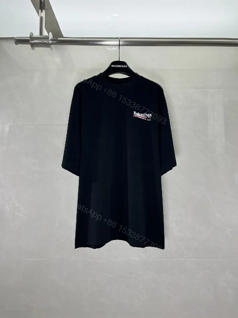 View 10 of Black Cotton Loose Tee Logo Crewneck Short-Sleeve T-Shirt