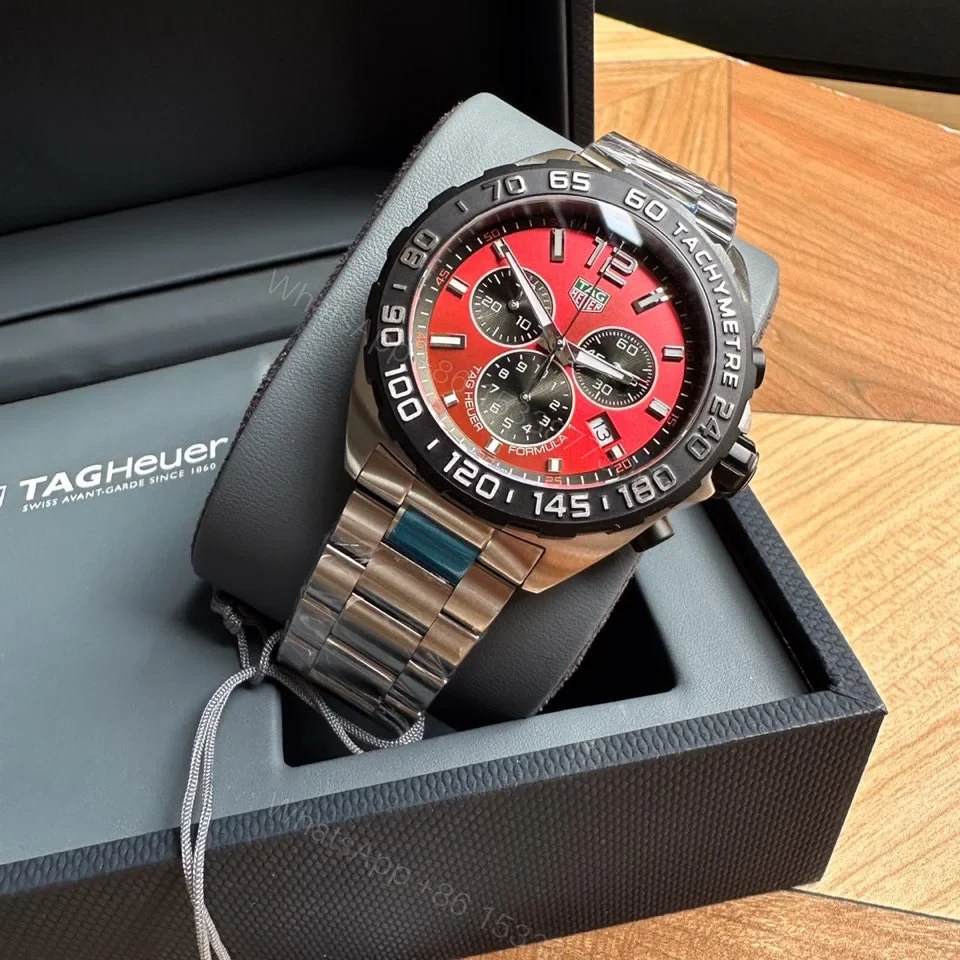 View 6 of TAG Heuer Formula 1 Quartz Chronograph Watch 43MM Stainless Steel Bracelet Sapphire Crystal Premium Edition TAG-F1-QZ-SS-43