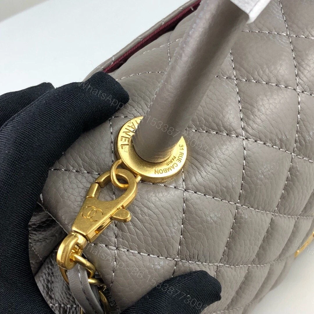 View 5 of Chanel Coco Bag Quilted Caviar With Lizard Blue