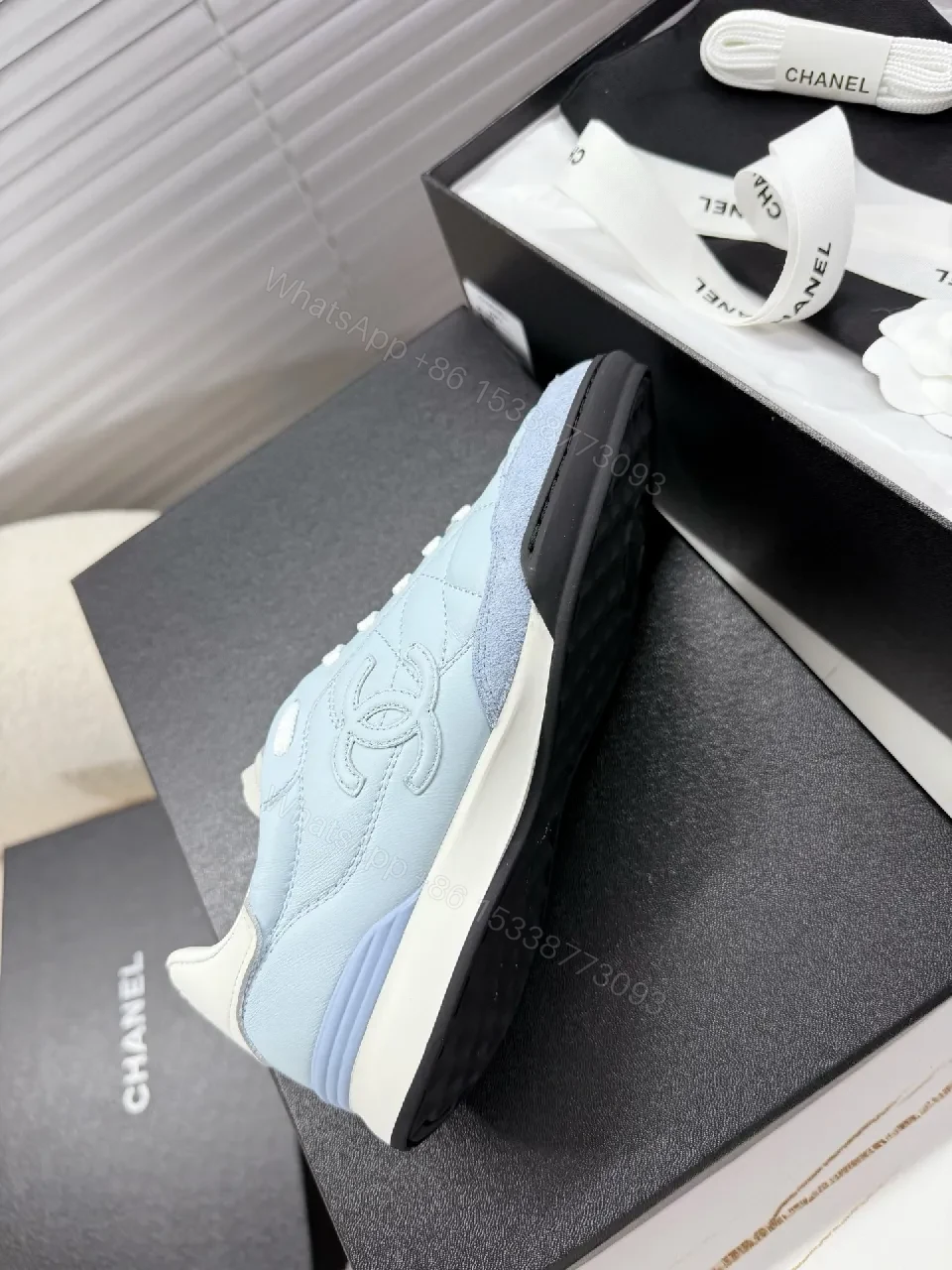 View 5 of Quilted Blue Low-Top Sneakers: Luxe Everyday Comfort