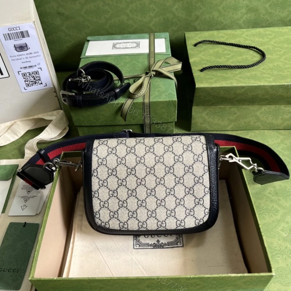 View 6 of Gucci Horsebit 1955 Mini Bag Beige And Blue 20Cm 658574 96IWN 4076
