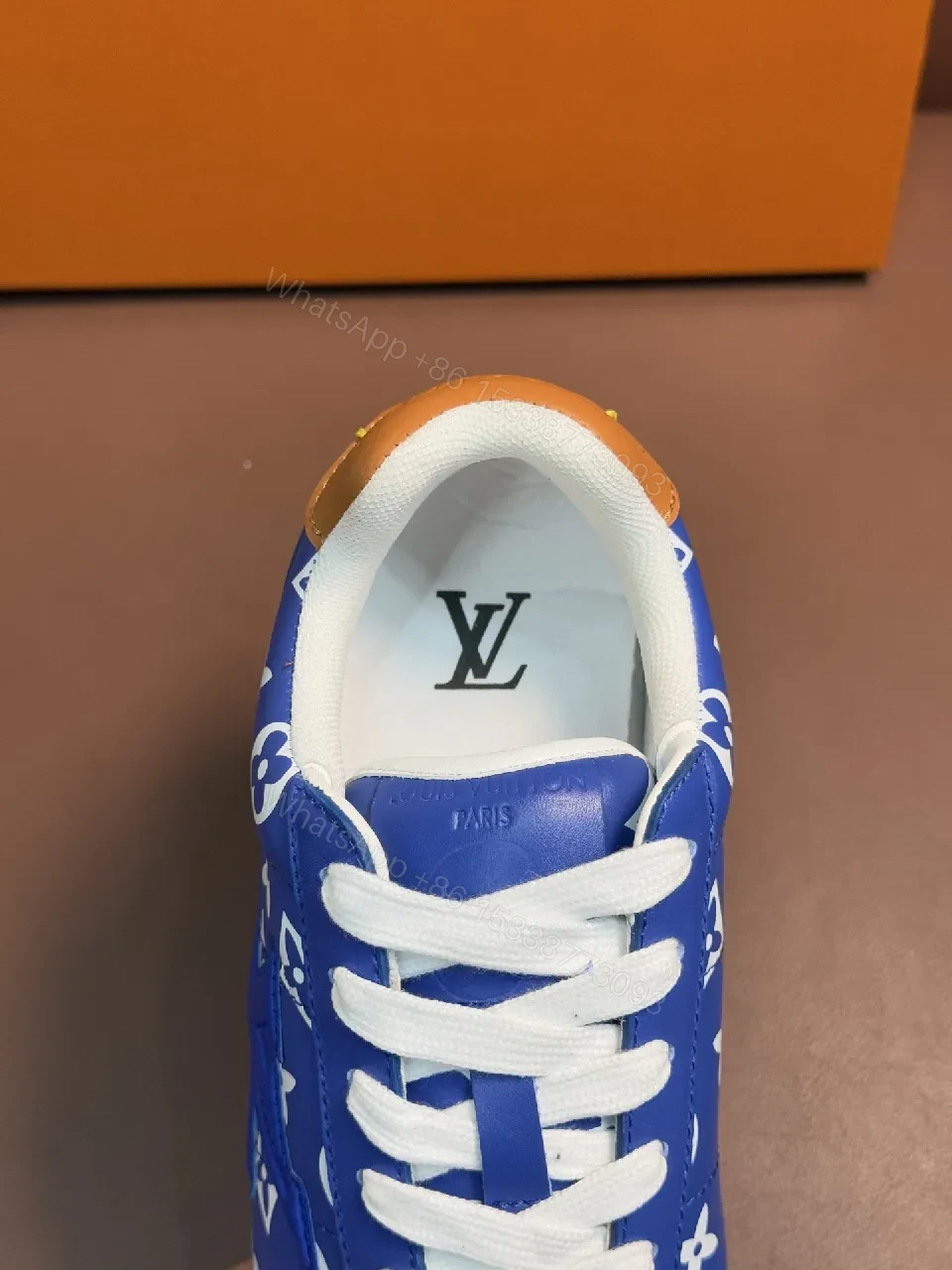 View 8 of Blue Leather LV Monogram Sneaker: Casual to Luxe Comfort