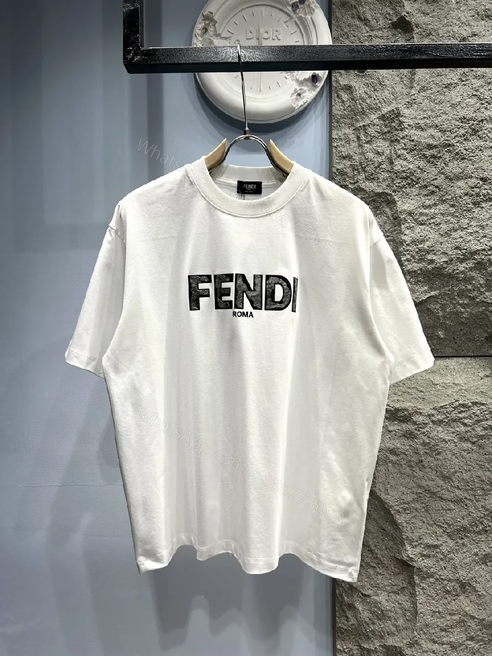White Cotton Logo Tee - Minimalist Luxury, Relaxed Fit, Front Fendi-Inspired Emblem — view 1