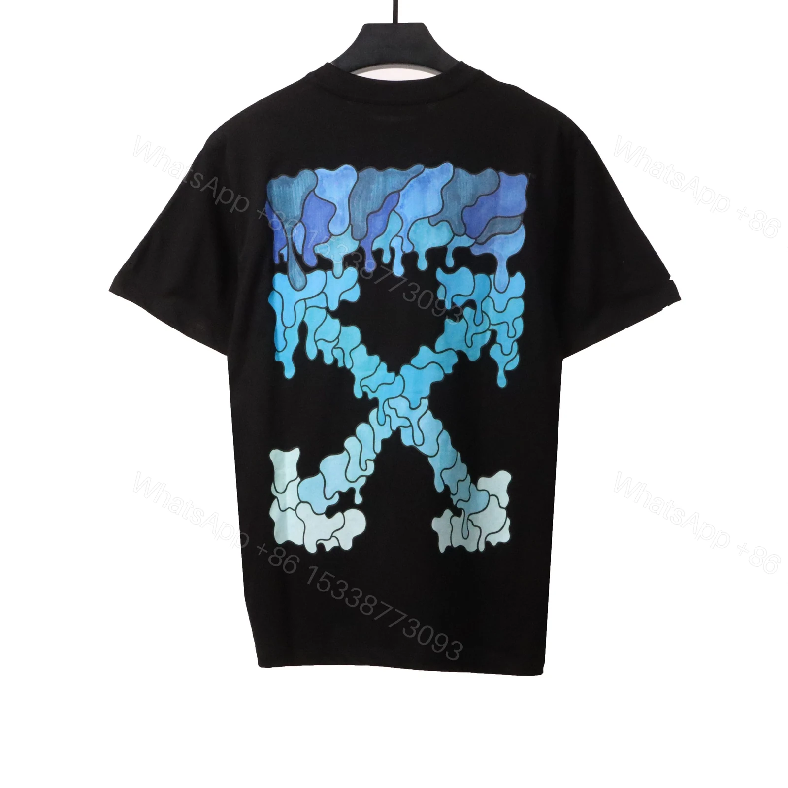 Off-White Melting Arrow Print T-Shirt Black Blue(Free Shipping) — view 1