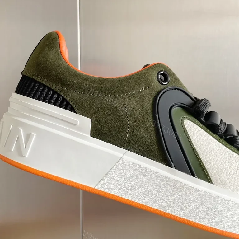 View 4 of Bold Contrast Sneaker: Olive-Accented Luxury sneakers