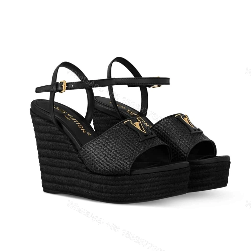 View 7 of LOUIS VUITTON MARE WEDGE SANDALS BLACK 1AHLLK