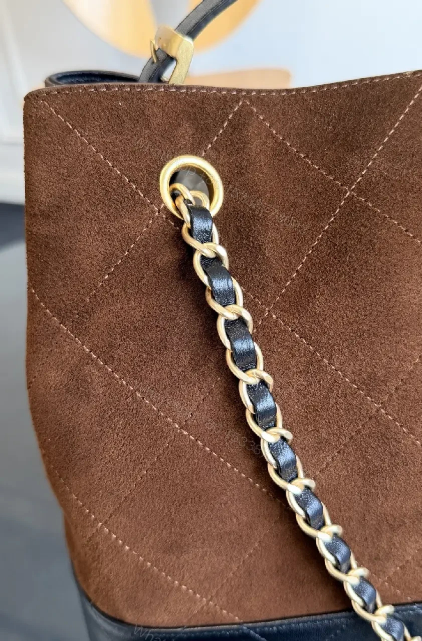 View 13 of Two-Tone Quilted Tote with Chain Accent