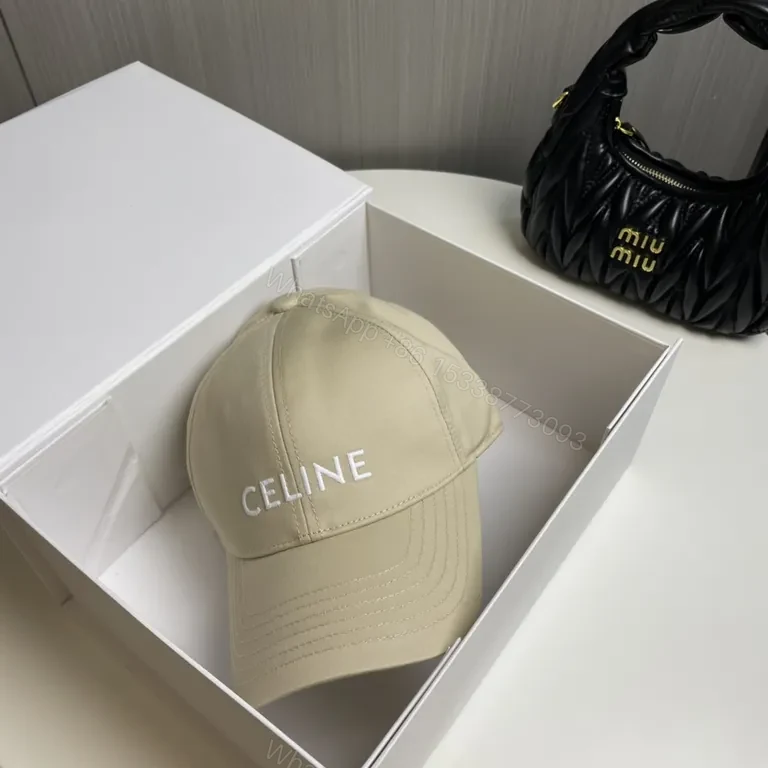 View 7 of Chic Beige Celine Logo Cap â€“ Premium Minimalist Style