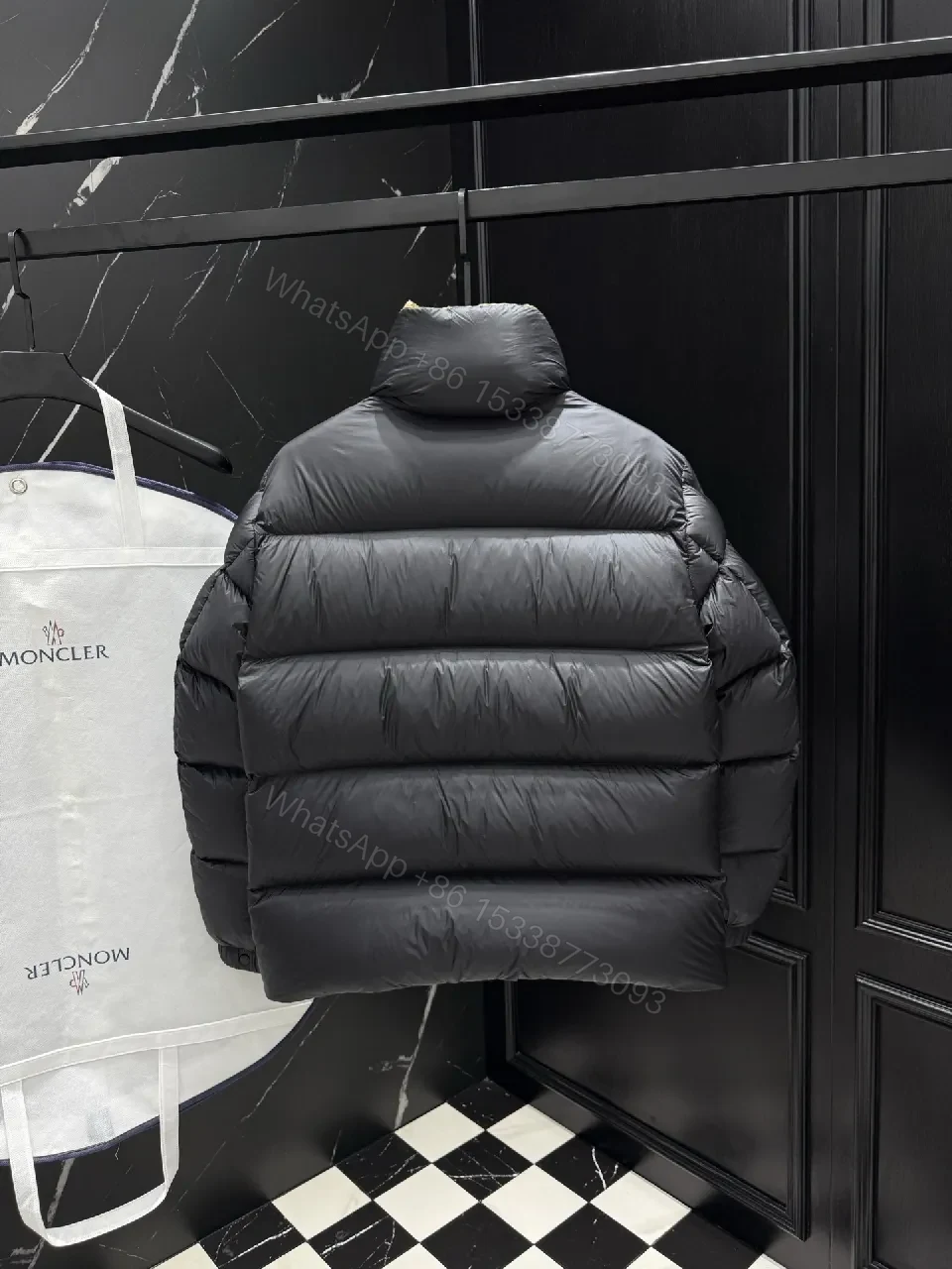 View 5 of Puffer Perfection: Short Black Down Jacket with Moncler Patch
