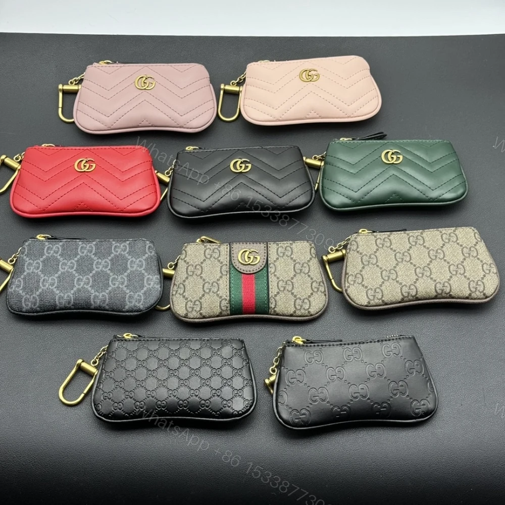 View 3 of Gucci GG Marmont Key Case Chevron Matelasse Wallet Black 12Cm