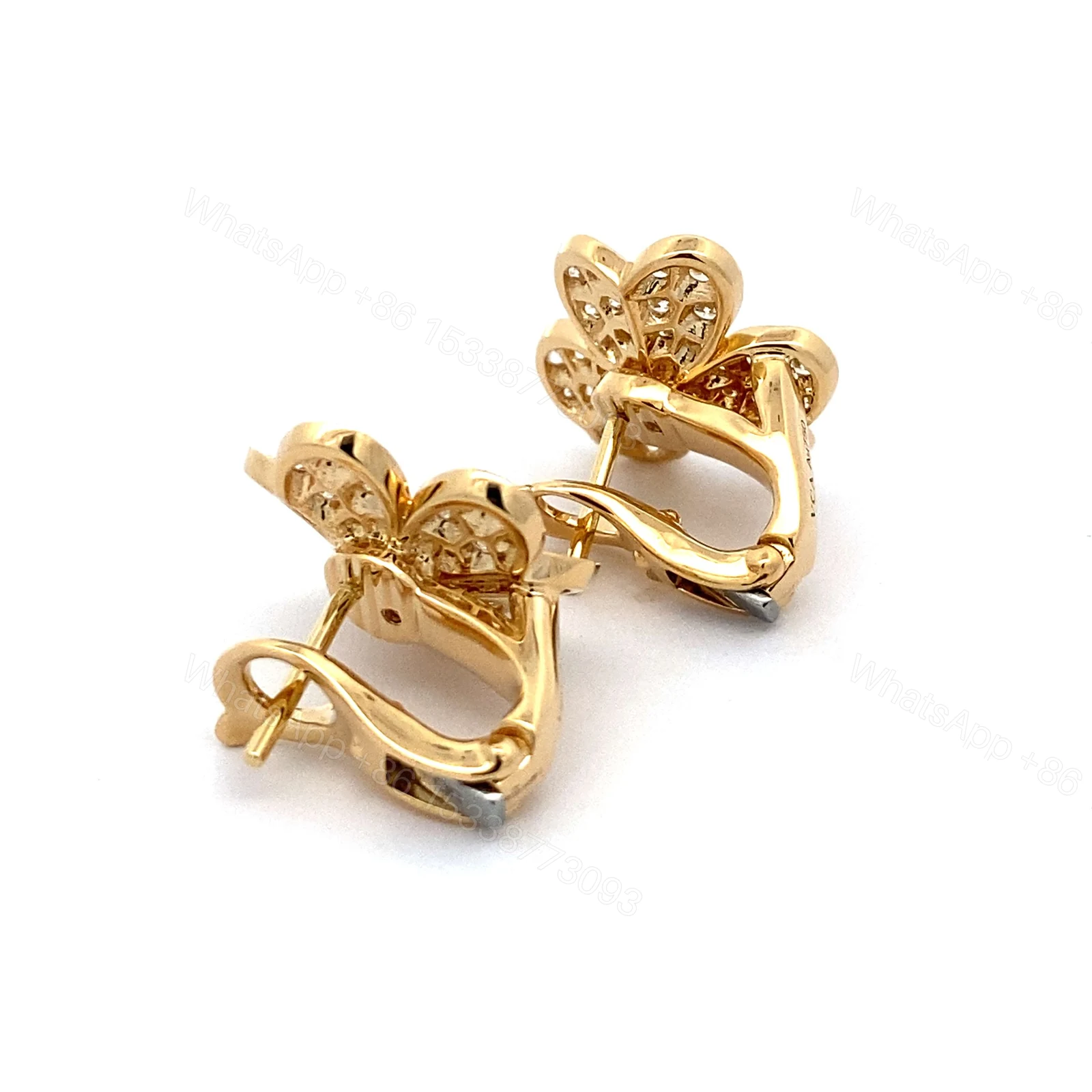 View 6 of 18K VCA Frivole Gold Flower Diamond Earrings