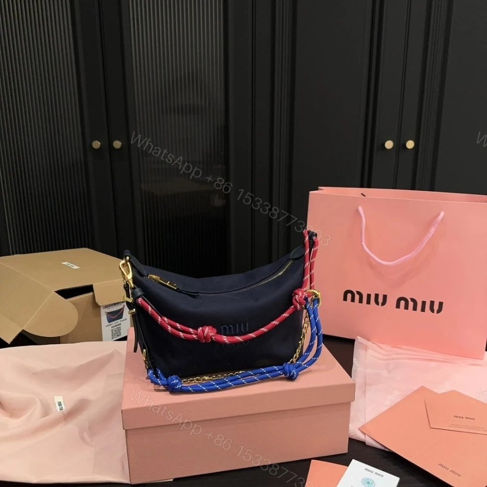 View 2 of MIUMIU GABARDINE POUCH INDIGO AND AMARANTH 18CM 5NE841 2IA7 F04GM