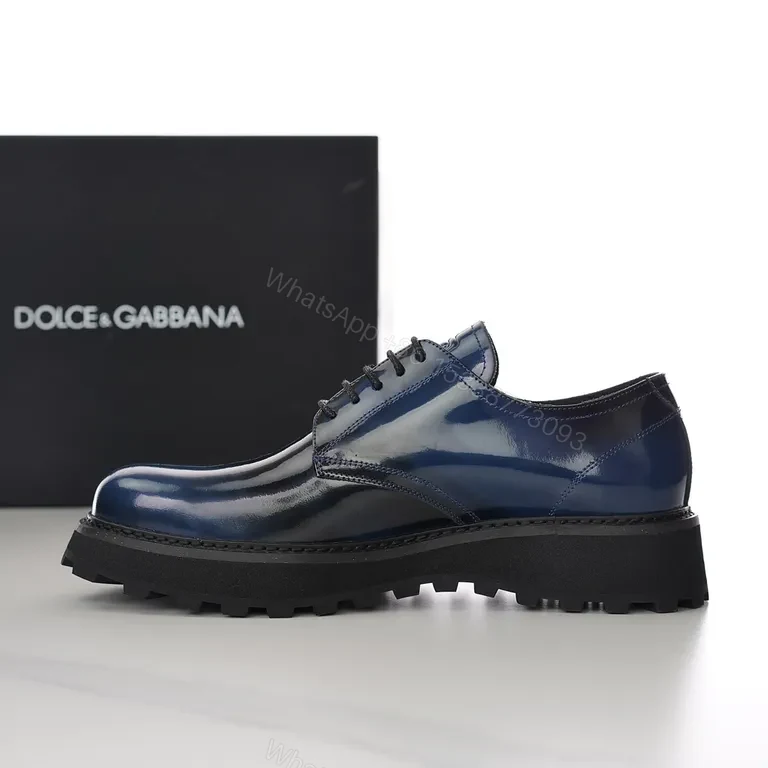 View 5 of Navy Patent Oxford with Rugged Platform Sole: Luxury Edition Dress Shoe