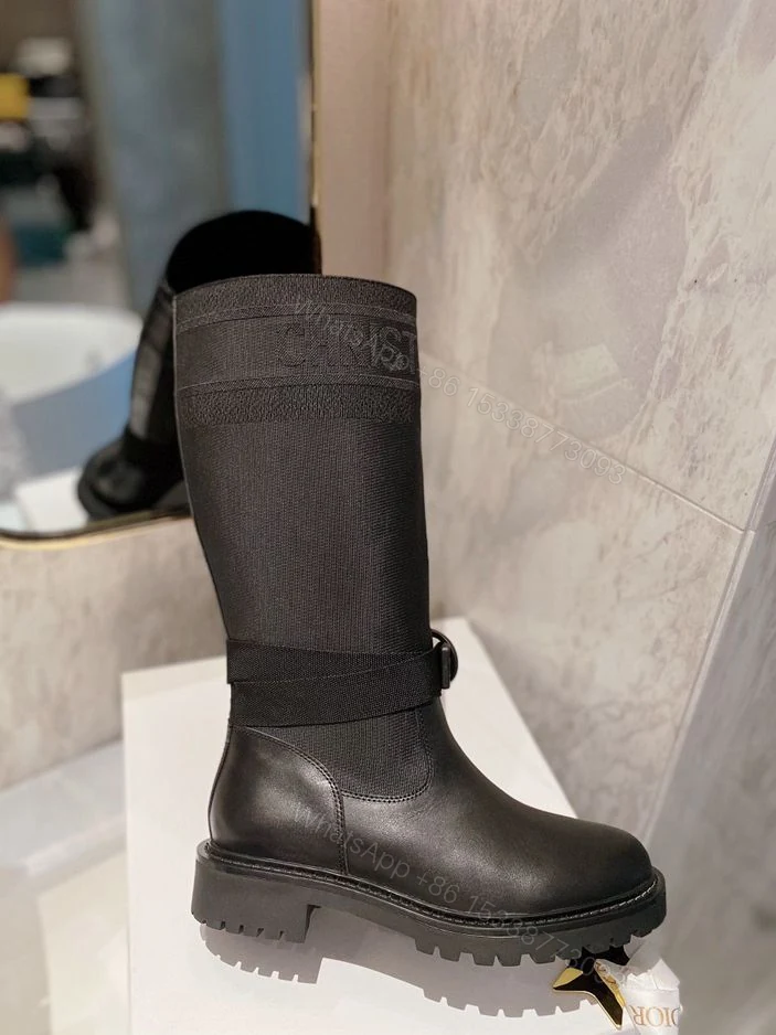 View 6 of DIOR D MAJOR BOOT FABRIC AND CALFSKIN IN BLACK AND BLACK