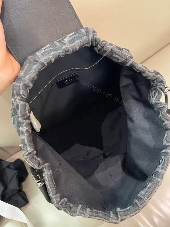 View 9 of Dark Gray & Black Monogram Backpack with Front Flap