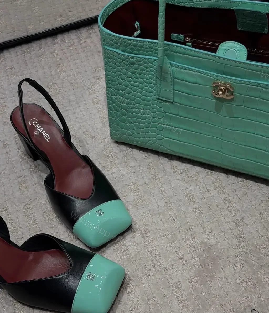 View 8 of Color-Block Block-Heel Sandals: Luxe Open-Toe Comfort