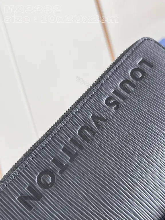 View 5 of Chic Textured Wallet with Bold LV Branding - Slim Zip