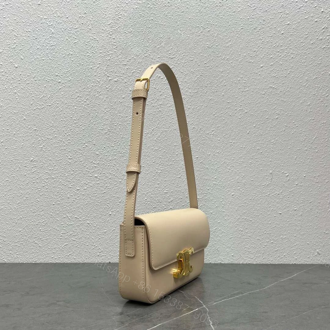 View 2 of Celine Triomphe Handbag Replica Milky White Super Smooth Leather 20x12cm