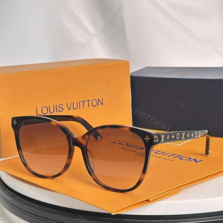 View 7 of Louis Vuitton Premium Sunglasses - Black Acetate, Polarized UV400, Spring Hinges