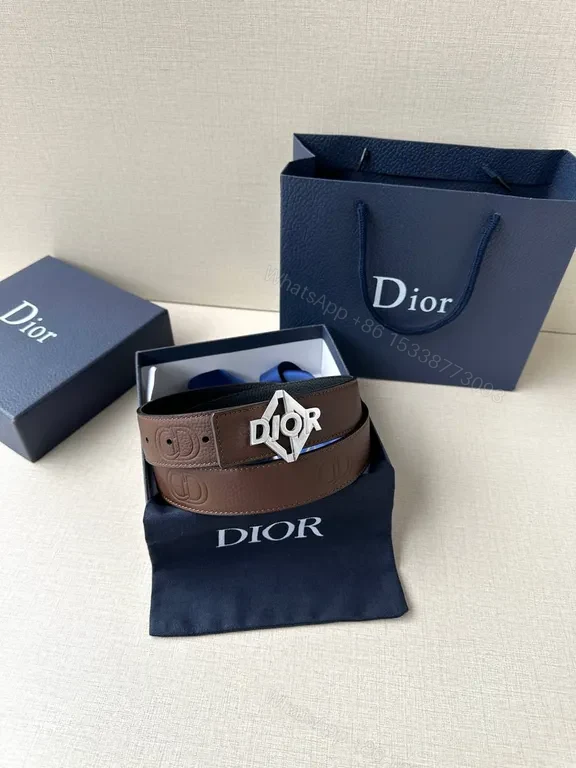 View 5 of Textured Leather Belt with Designer Buckle â€“ Classic Brown Belt