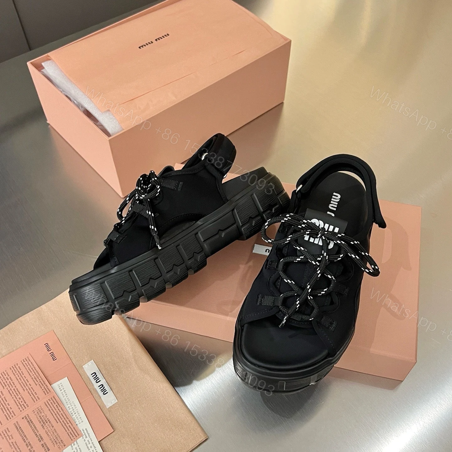 View 5 of MIUMIU CHUNKY NEOPRENE SANDALS BLACK 5X418E 30K F0002 F 050