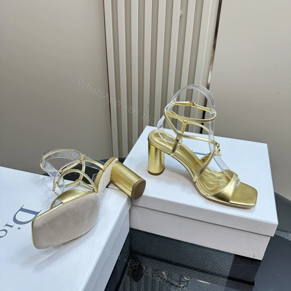 View 6 of 高仿Dior*Cest系列KCO067金屬配飾露趾高跟涼鞋金色8CM免檢版