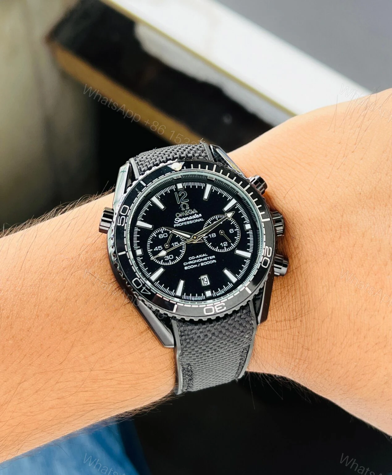 View 3 of Omega Seamaster 42MM Black Dial Chronograph Quartz