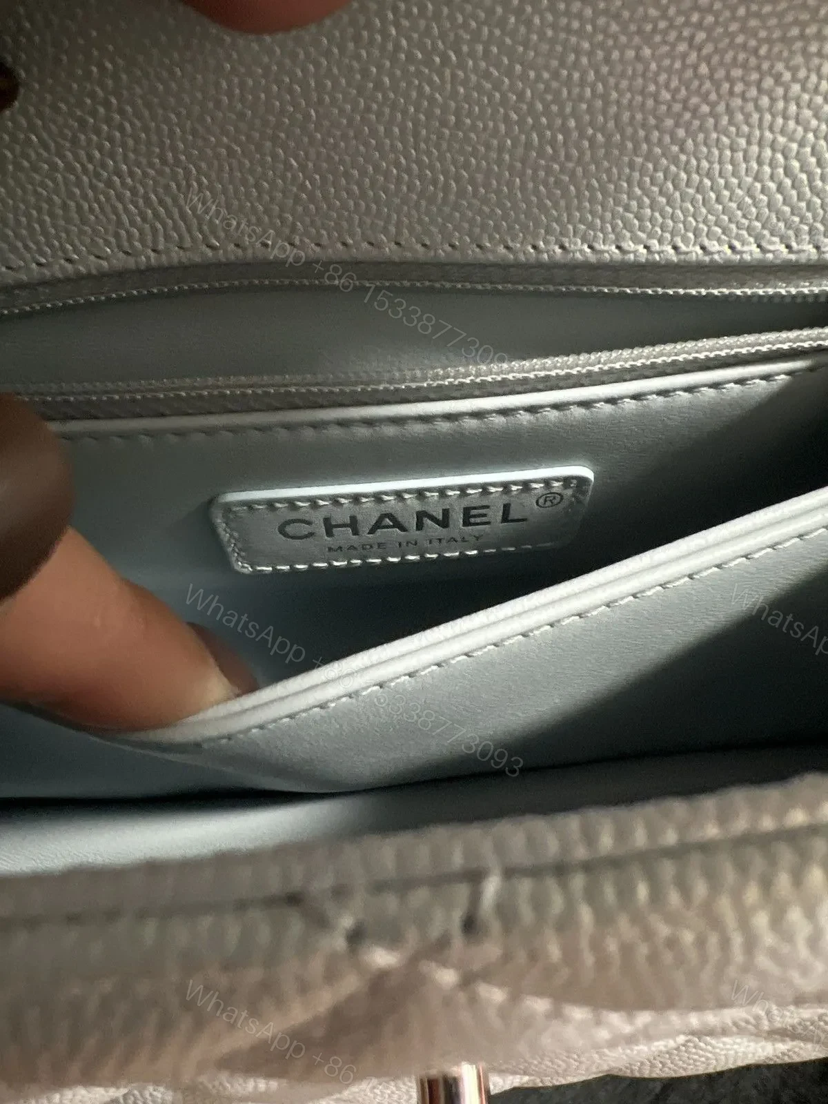 View 4 of Chanel Coco Handbag Leather Light Grey Woman’s 23cm