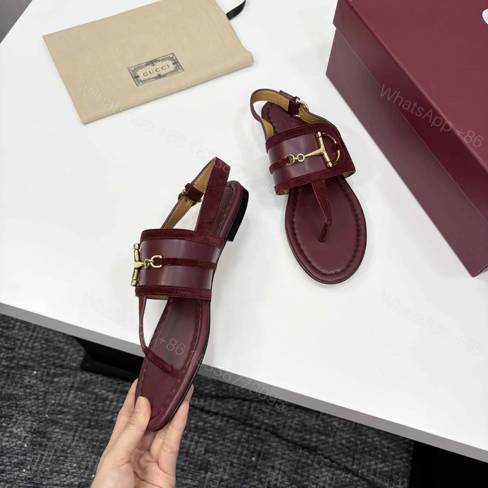 View 6 of GUCCI WOMEN’S THONG SANDAL WITH HORSEBIT ROSSO ANCORA RED 834431 AAEXM 6207