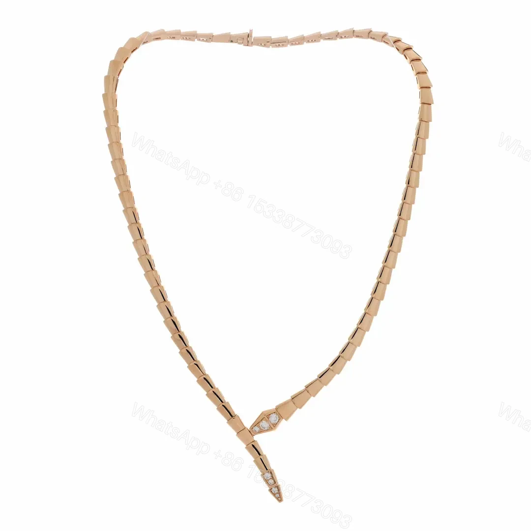 18K Rose Gold Bulgari Serpenti Viper Necklace with Diamonds — view 1