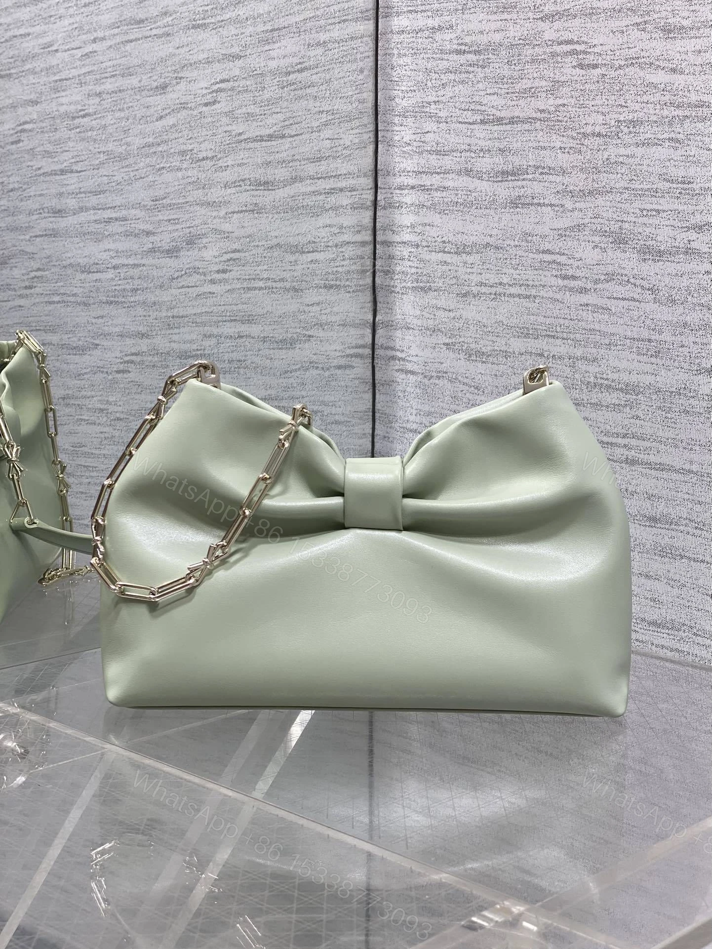 View 4 of Dior Bow Bag Green Lambskin