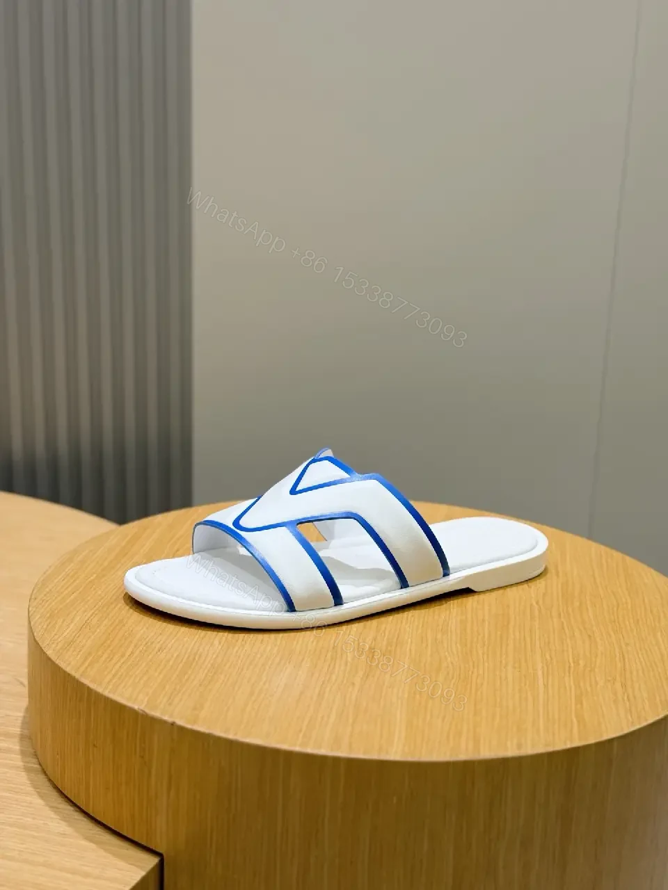 View 4 of Lux White Cushioned Slide with Bold V-Strike Edge