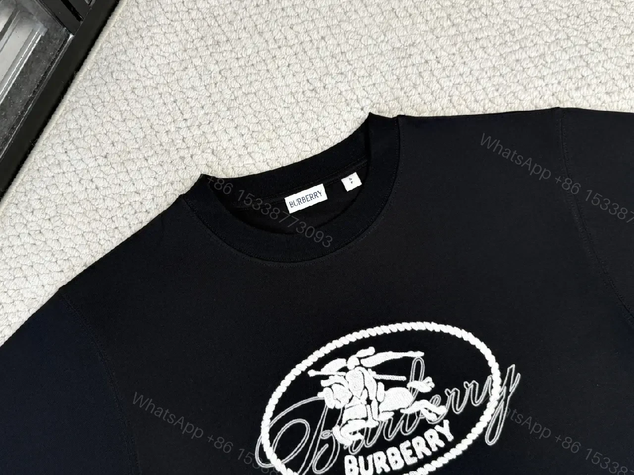View 8 of Black Cotton Tee — Modern Luxe Graphic Statement Top