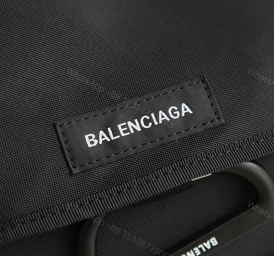 View 5 of Black Durable Matte Nylon Messenger Bag – Compact, Adjustable Strap, Minimalist Style