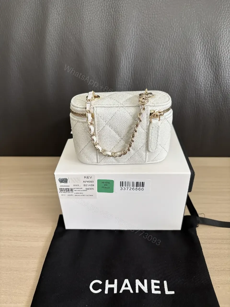 View 7 of White Quilted Mini Bag with Gold Chain, Luxe Everyday Carry