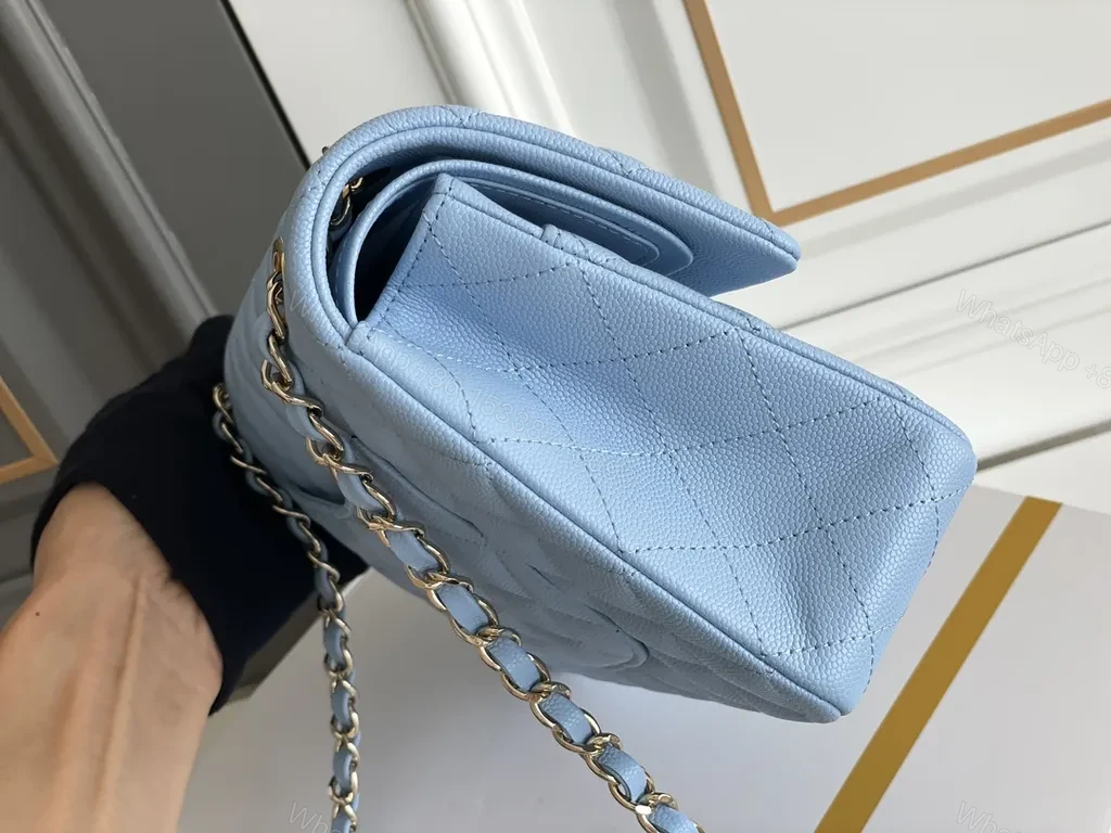 View 6 of Soft-Blue Quilted Chain Bag - Luxury Day-to-Night Utility