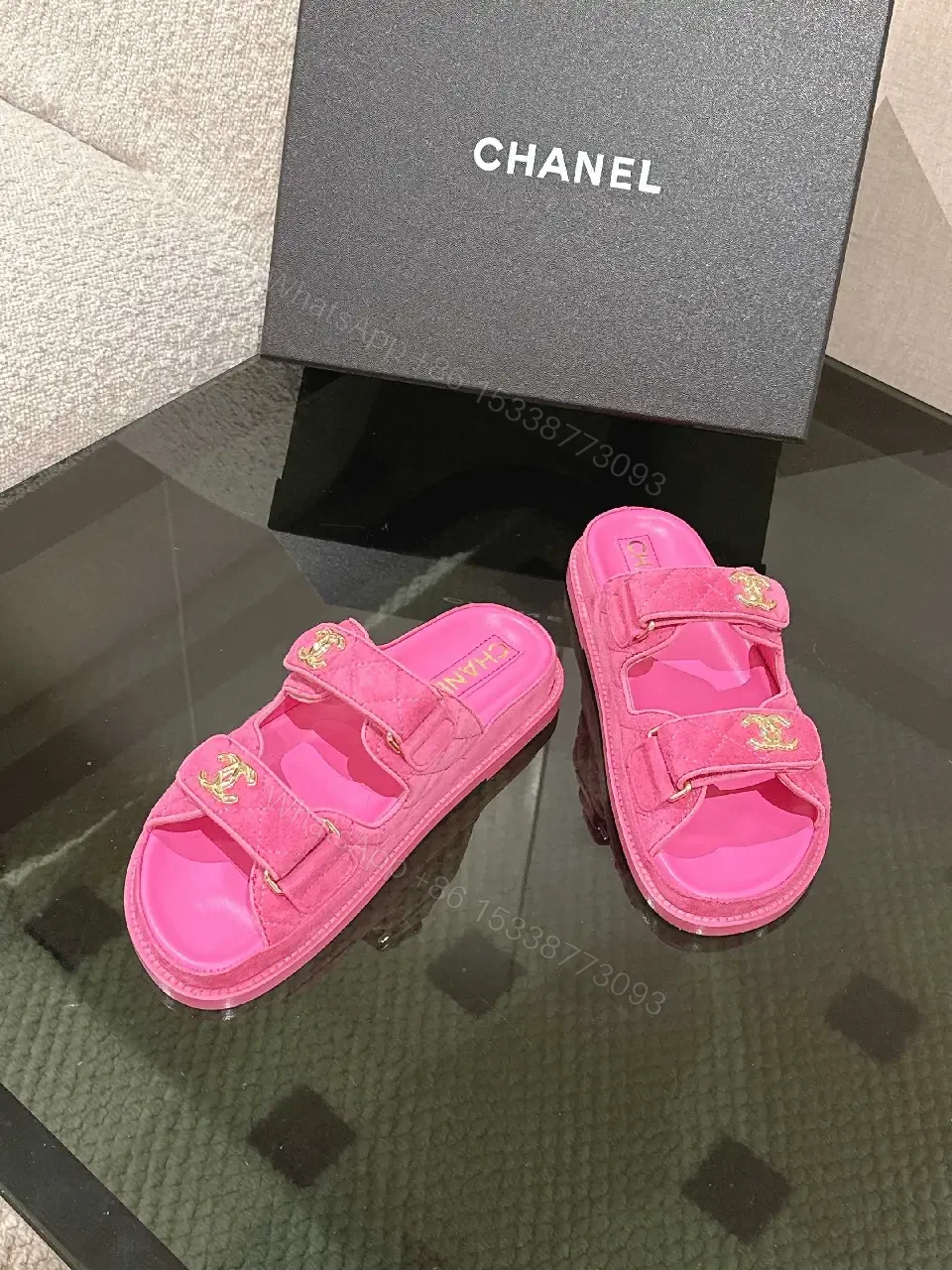 View 10 of Pink Luxe Slides with Dual Straps and Cushioned Comfort