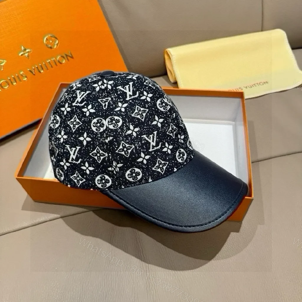 View 2 of Monogram Cap with Leather Peak – Bold Textured Luxury Cap